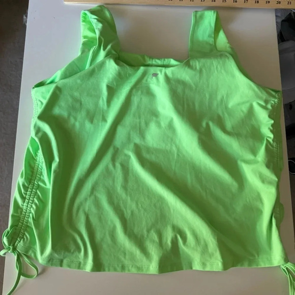 NWT Fabletics Ruched Side Cinch Built in Bra Athletic Neon Tank Top  size 4X - Picture 3 of 12